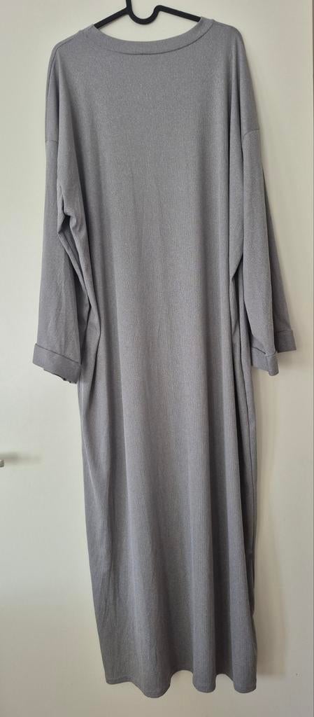Grijs geribbelde midi jurk - Italy Moda. One size, Maat 38/40 (M), Nieuw, Grijs, Onder de knie