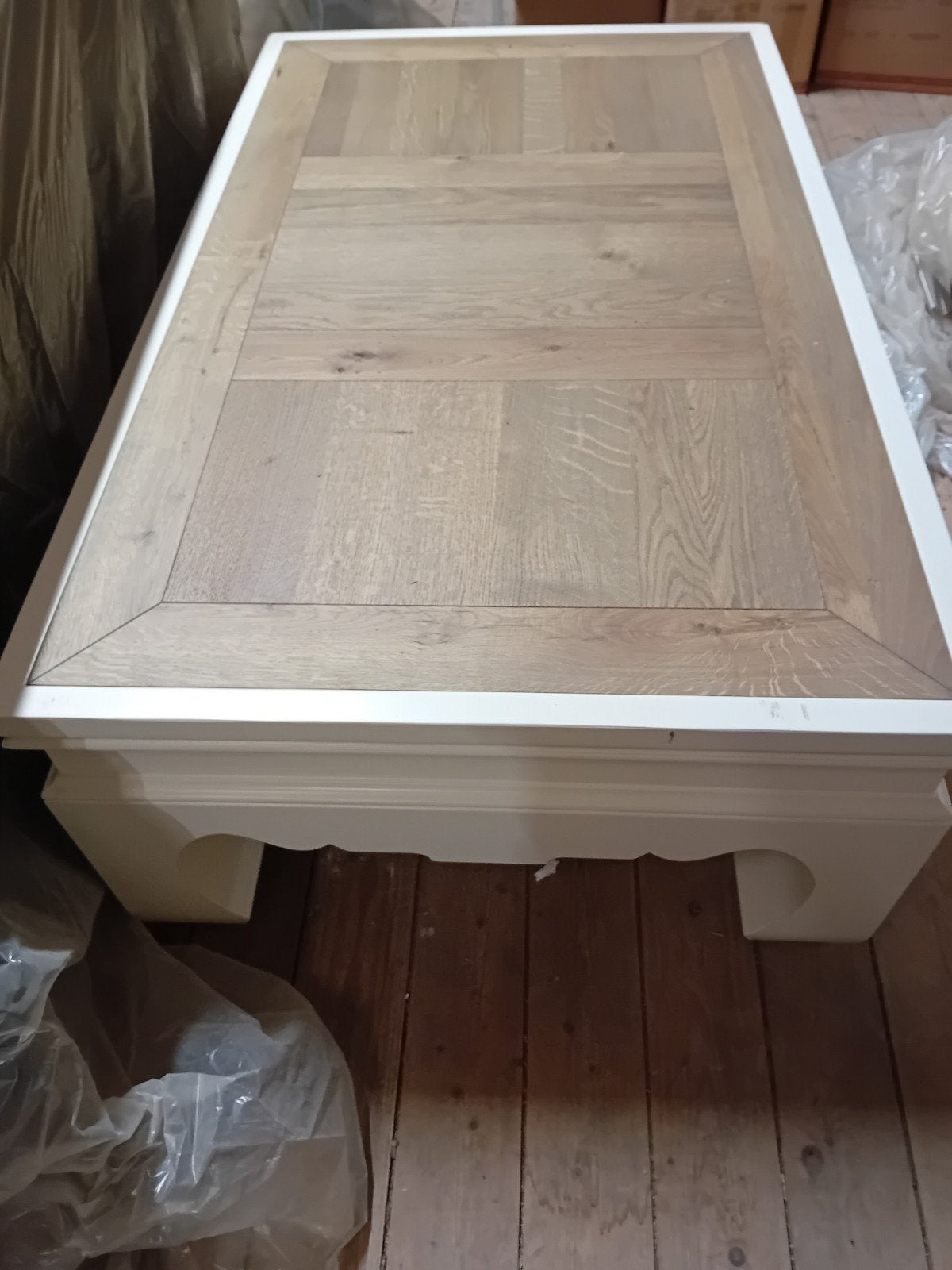 Rofra Salontafel wit en hout met laden, Ophalen, Rechthoekig, 100 tot 150 cm, 50 tot 100 cm