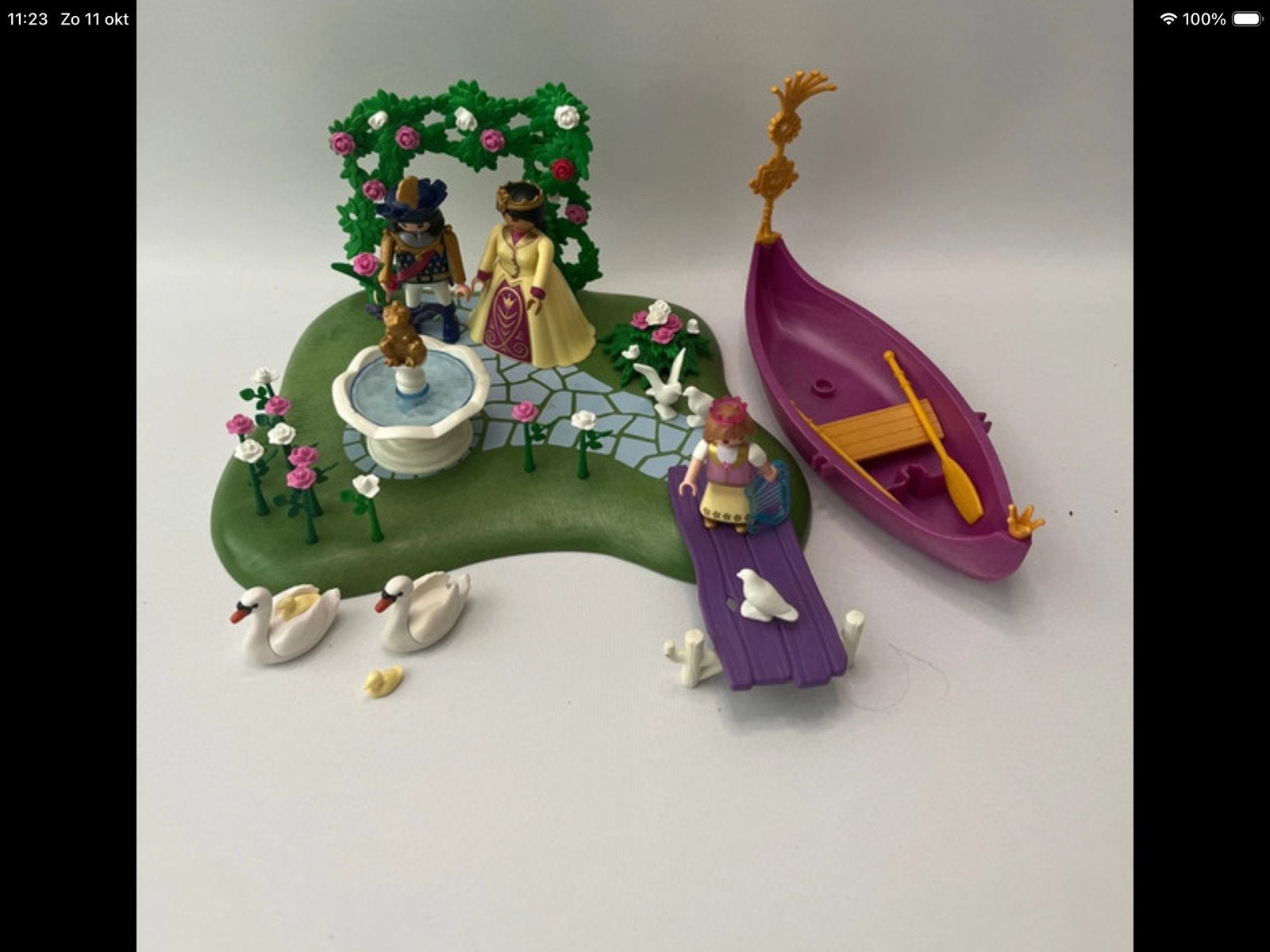 Playmobil Prinsessen Tuin met Fontein en Gondel, Gebouw, Complete set, Ophalen of Verzenden, Zo goed als nieuw