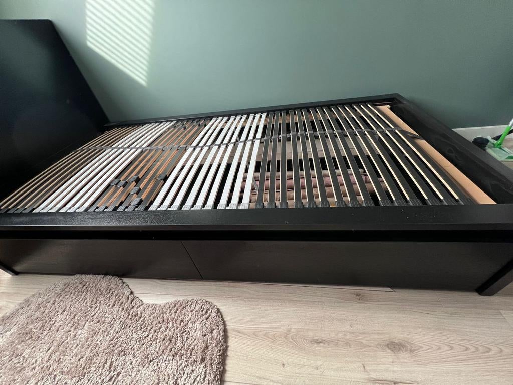 Ikea Malm bed 1 persoons zwart ( zeer goede staat ), 90 cm, Eenpersoons, Zwart, Ophalen of Verzenden