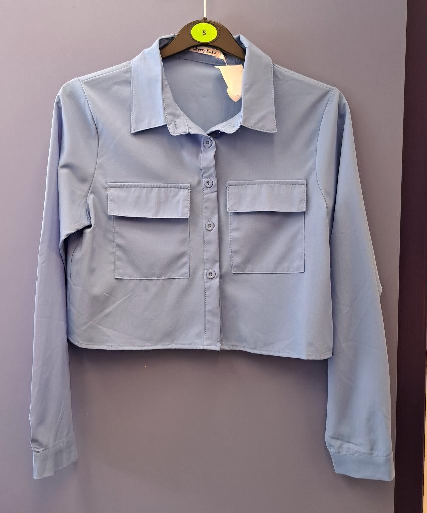 Cherry Koko crop blouse in lila/blauw mt S 37563, Cherry Koko, Cherry Koko, Blauw, .
