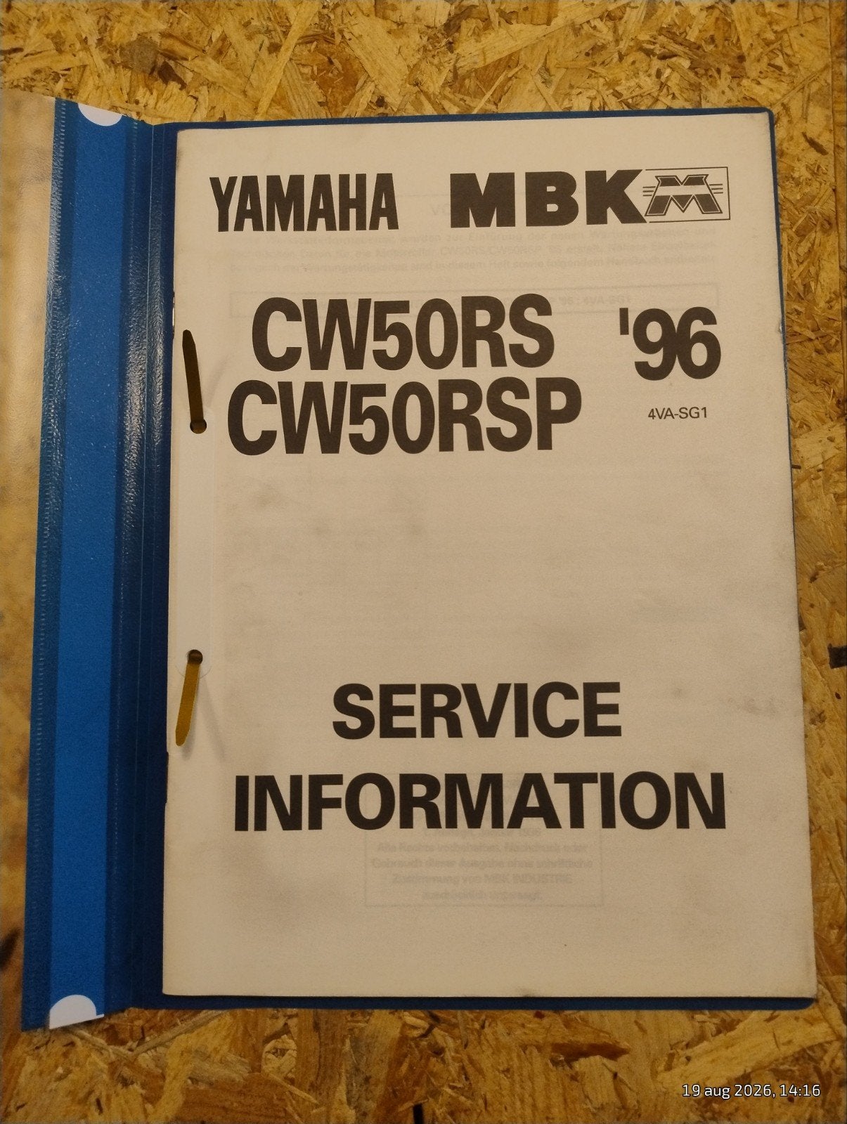 Yamaha MBK CW50RS CW50RSP '96 Service Informatie, Boeken, Verzenden, Gelezen