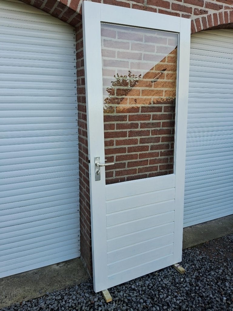 schuurdeur en achterdeur, buitendeur, hardhout, Ophalen, Gebruikt, 80 tot 100 cm, Buitendeur