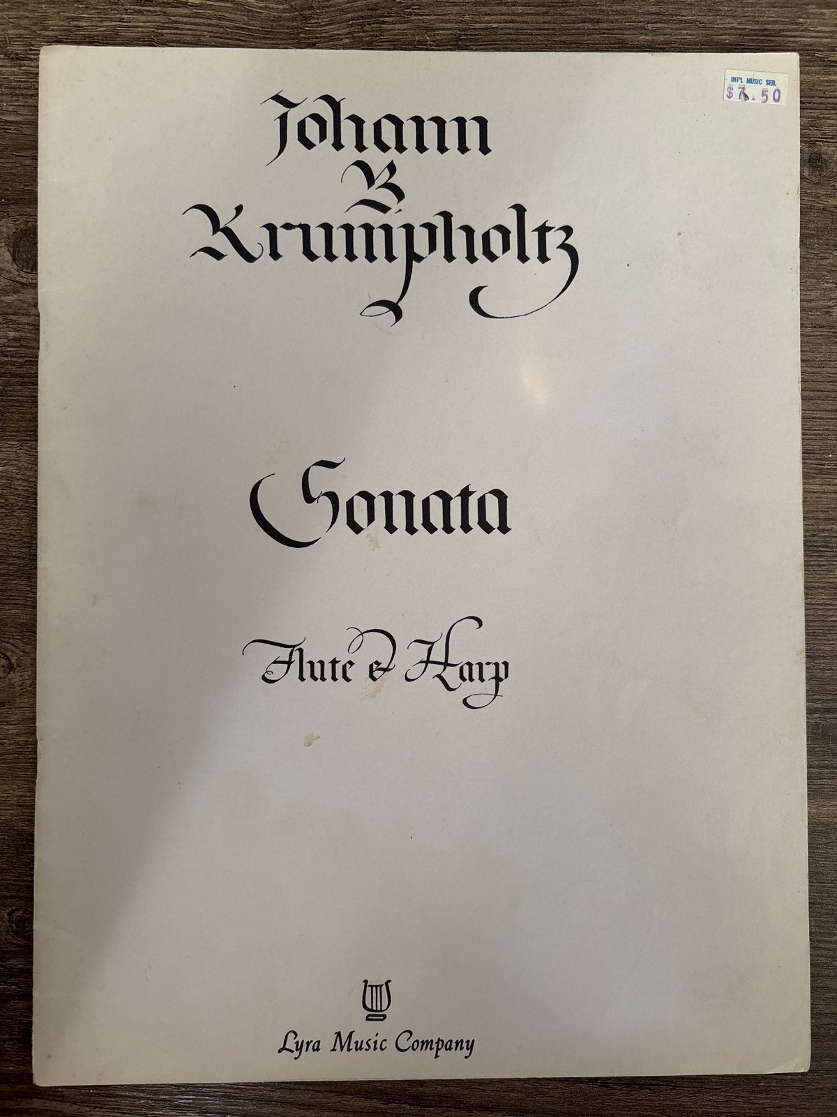 Johann Krumpholtz - Sonate voor Fluit en Harp, Gebruikt, Klassiek, Dwarsfluit of Piccolo, Ophalen of Verzenden
