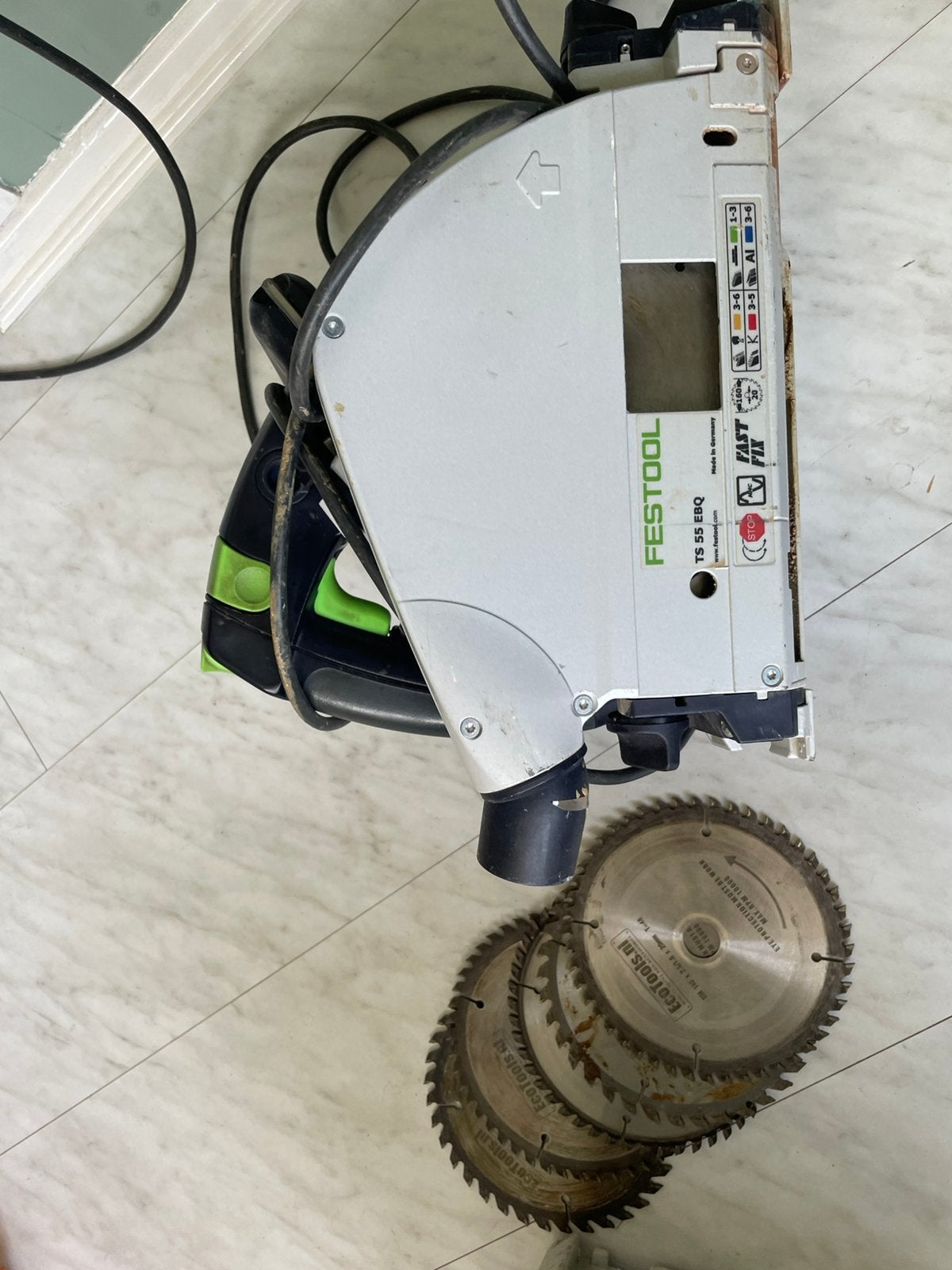 Festool invalzaag  in skytainer, Doe-het-zelf en Verbouw, Invalzaag, Ophalen of Verzenden, Zo goed als nieuw, 30 tot 70 mm