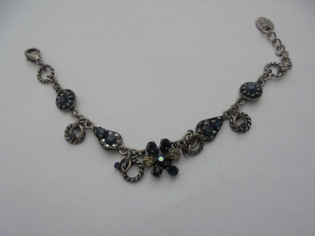 A.M.L armband met blauwe steentjes, Sieraden, Tassen en Uiterlijk, Armbanden, Ophalen of Verzenden, Zo goed als nieuw, Blauw, Zilver