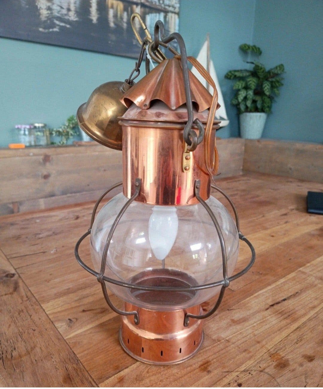 Vintage Koperen Scheepslamp/Hanglamp - Maritieme Sfeer, Ophalen of Verzenden