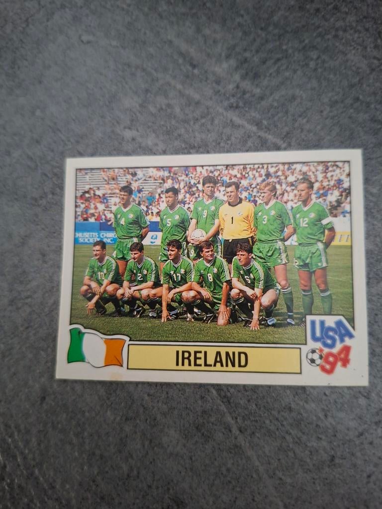 Panini sticker WK 94 USA. Elftalfoto Ierland., Verzenden, Zo goed als nieuw, Sticker
