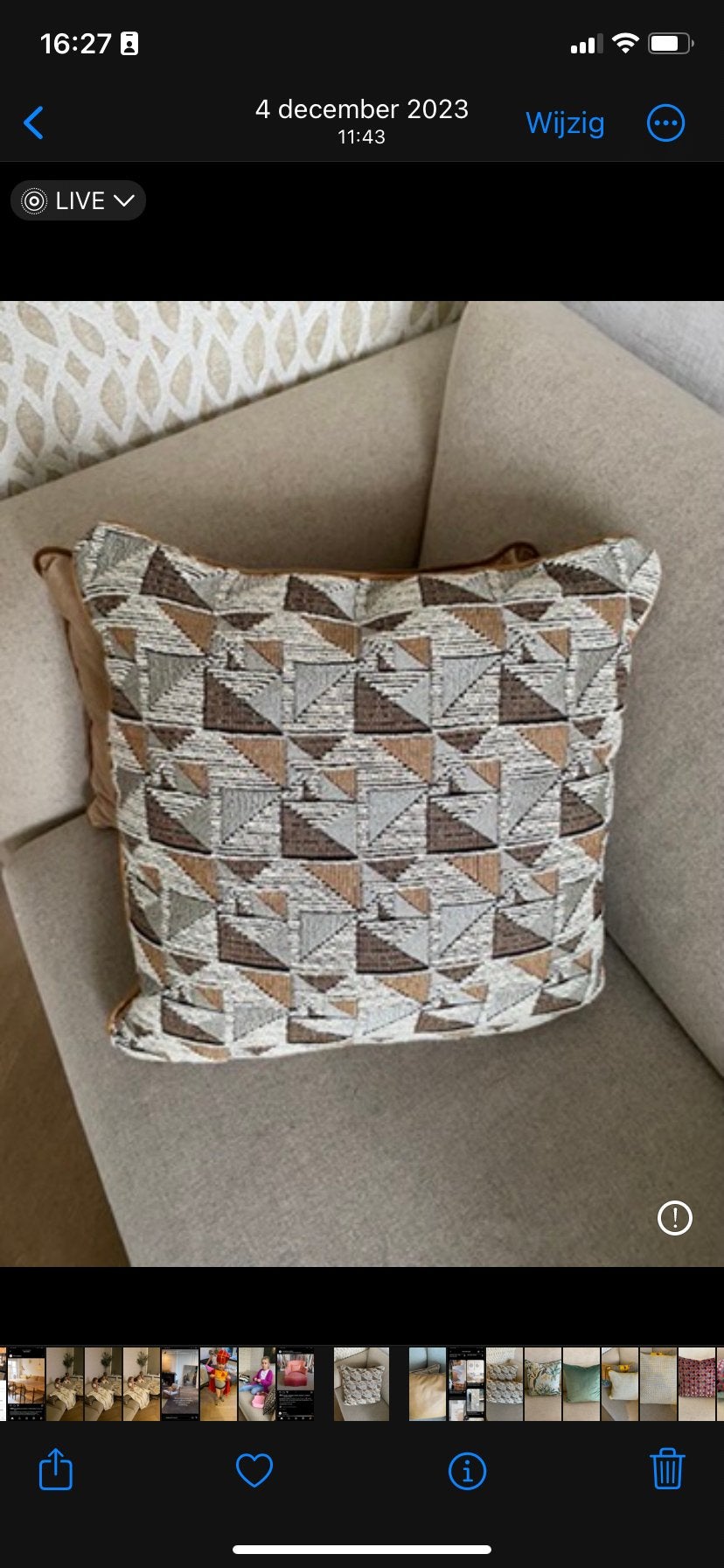 Elitis Sierkussen 50x50 cm met Leren Camelkleurige Achterkan, Huis en Inrichting, Woonaccessoires | Kussens, Overige merken, Meerkleurig