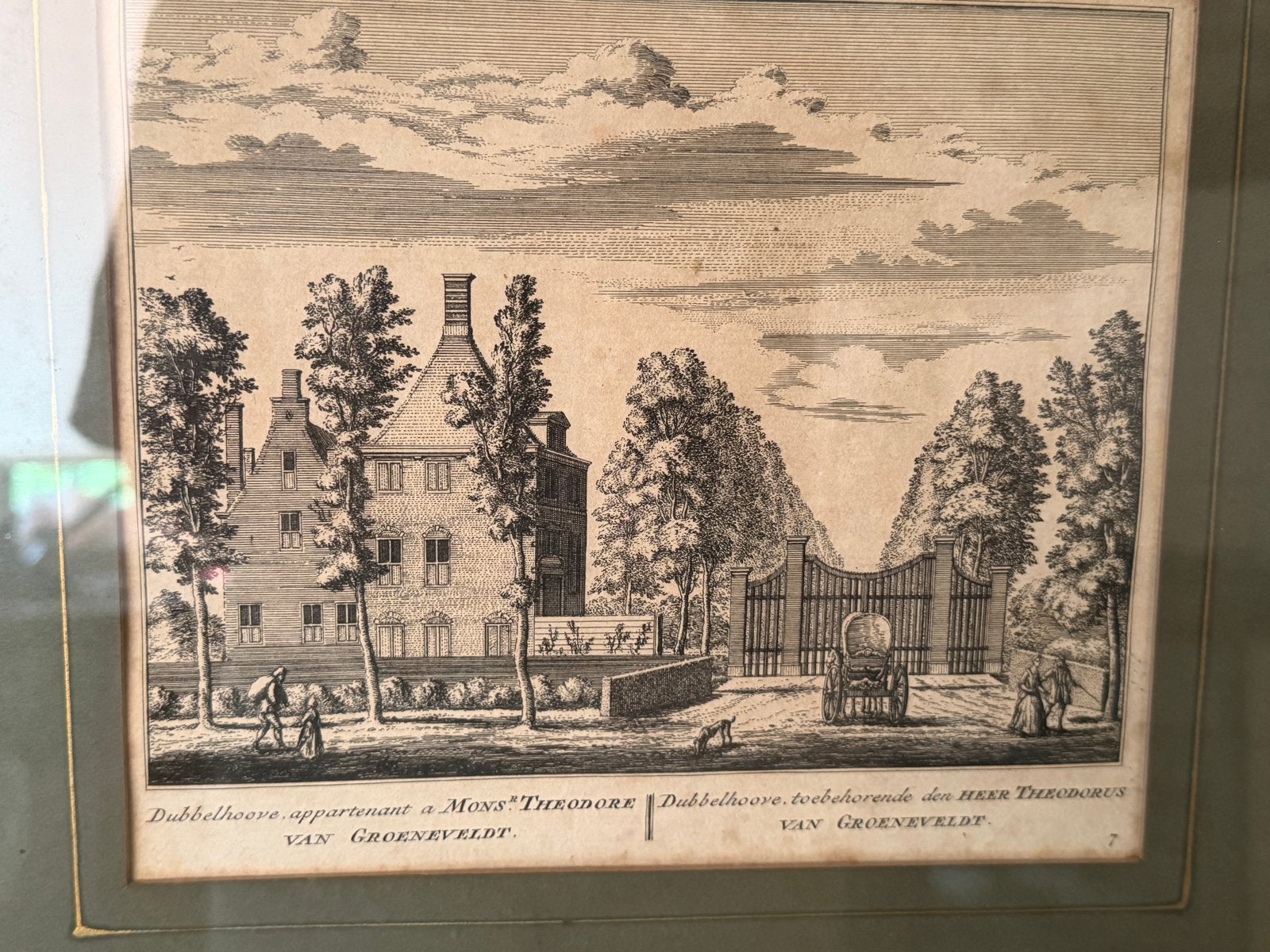 Ingelijste ets Abraham Rademakers: Dubbelhoove Lisse, Antiek en Kunst, Ingelijst, Ets, Architectuur, Ophalen of Verzenden