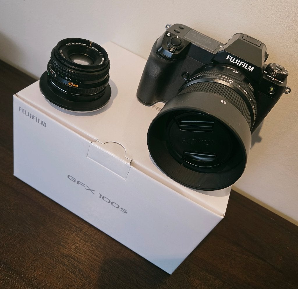 Fujifilm GFX 100S icm de 63mm F2.8 en de 45mm F2.0, Ophalen of Verzenden, Zo goed als nieuw, Geen optische zoom