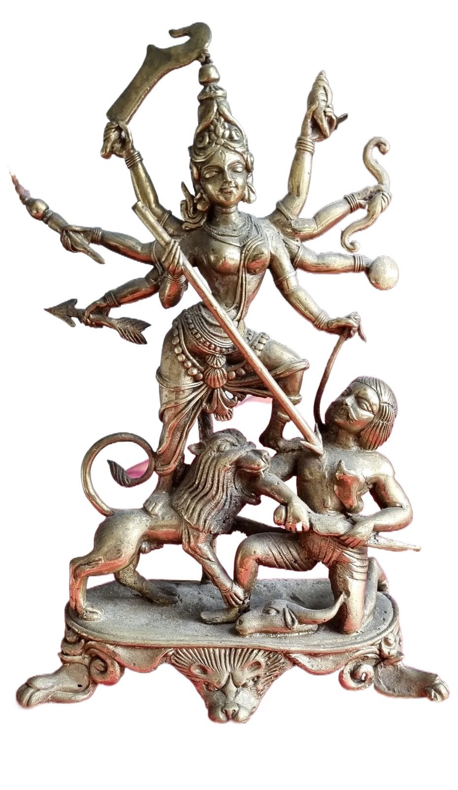 Kwaliteitsvol Vintage Messing Beeld Godin Durga (27 cm), Ophalen of Verzenden, Gebruikt, Religie