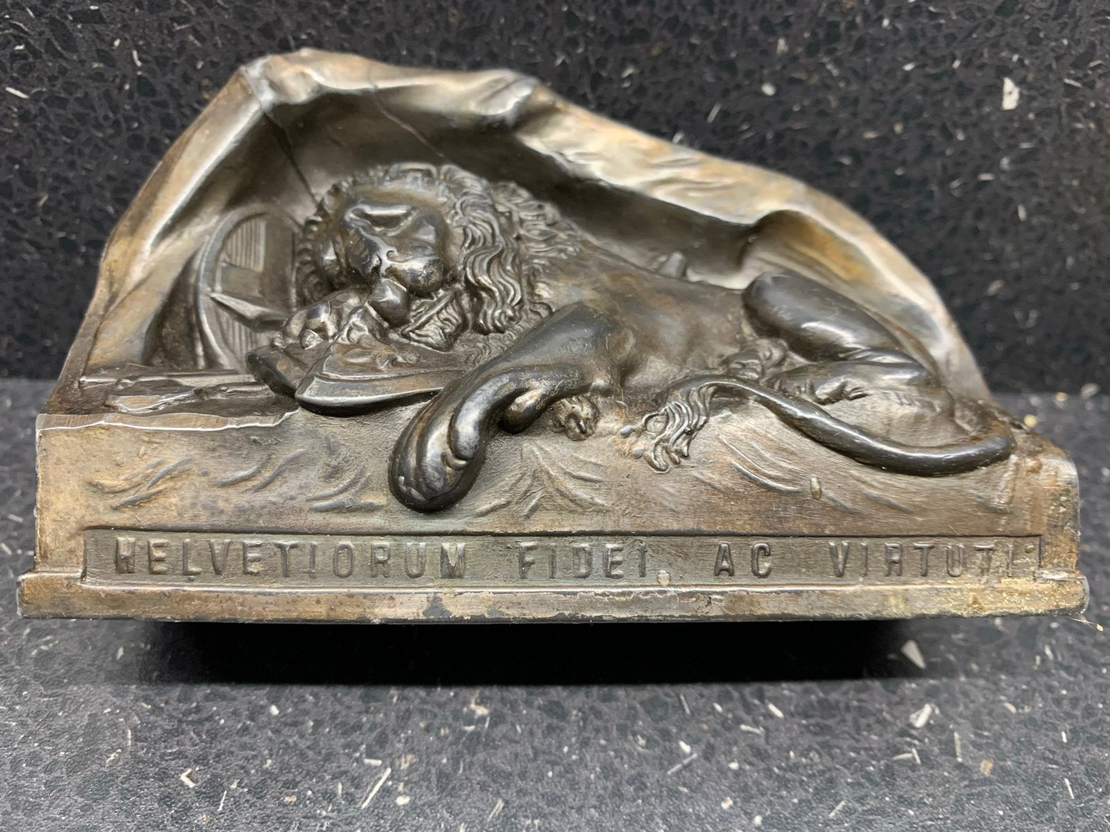 Antieke bronzen plaquette Leeuwenmonument Luzern, Antiek en Kunst, Ophalen