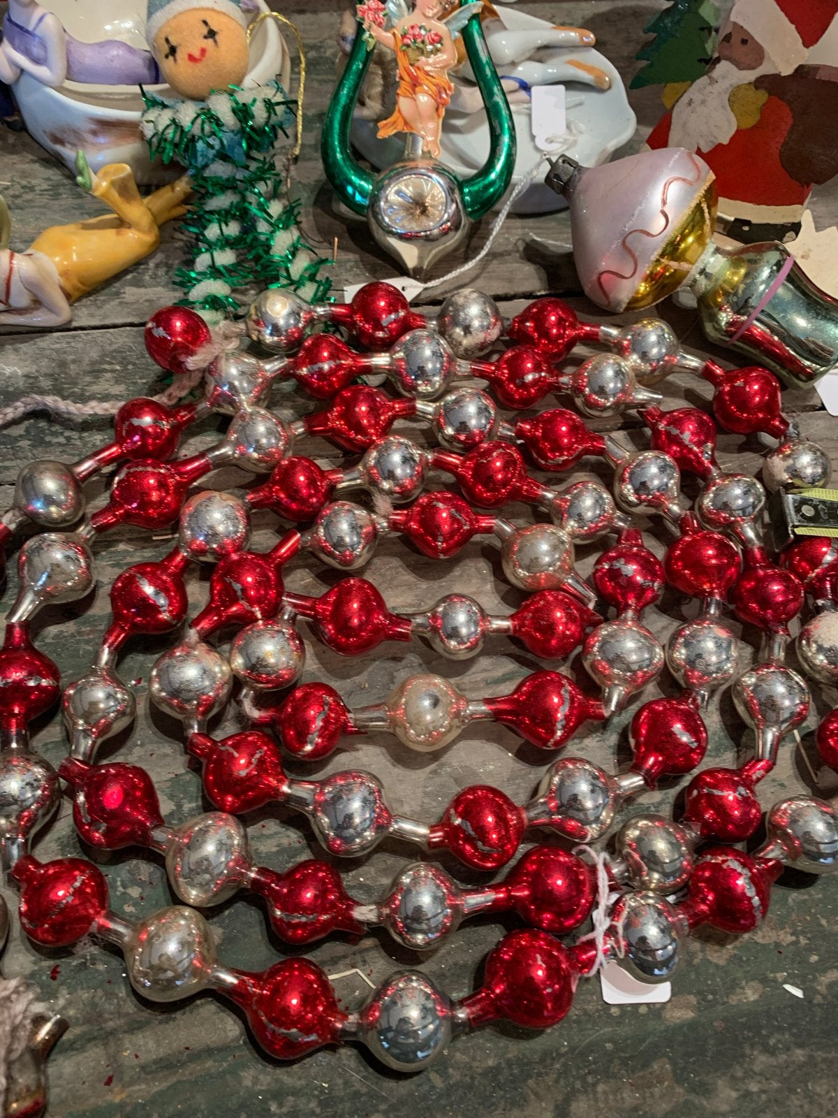 Antieke quirlander kralen ketting #kerst, Gebruikt, T, Ophalen of Verzenden, N