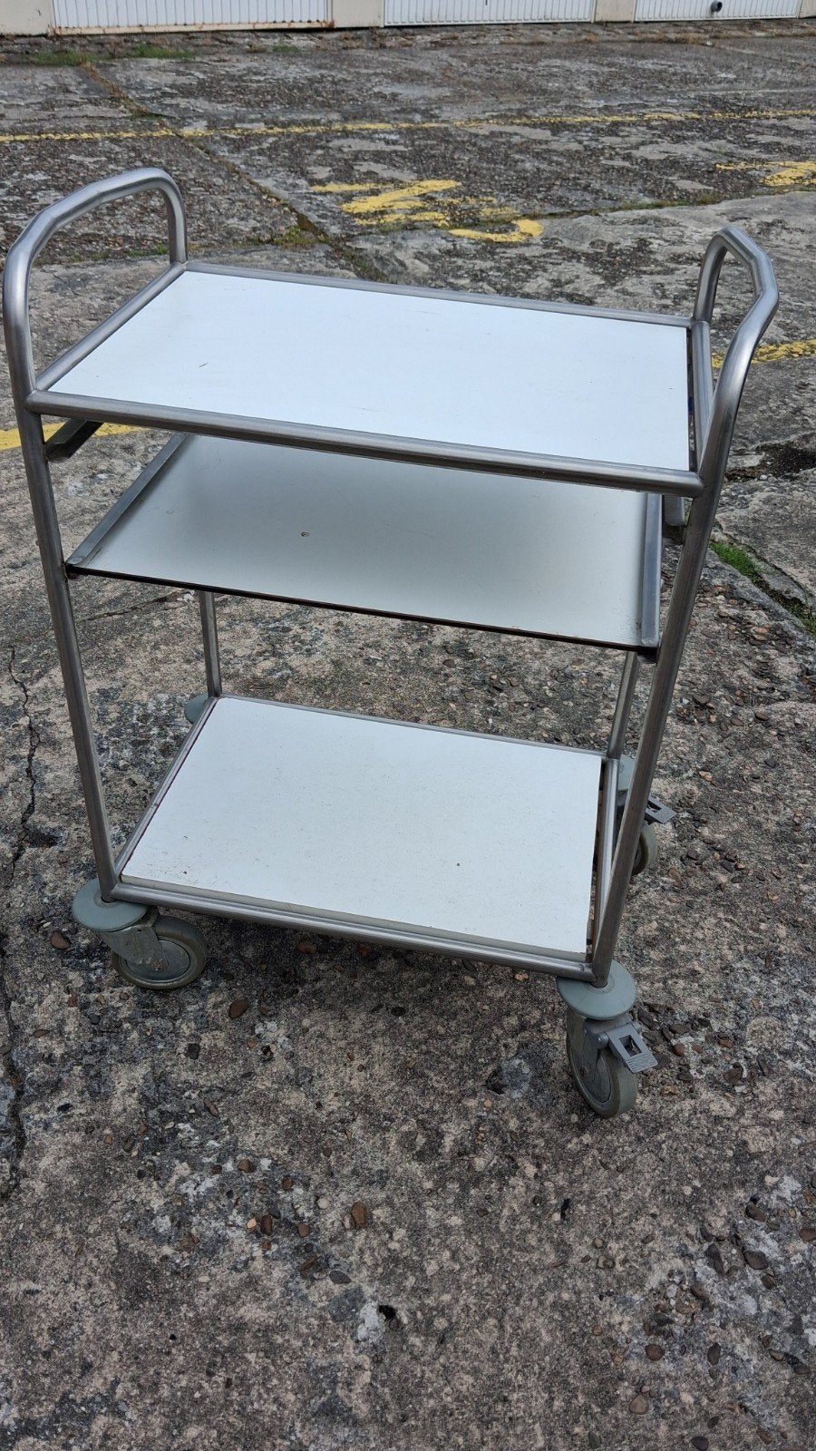 Rvs Serveerwagen trolley, Huis en Inrichting, Keukentrolley, Ophalen, Gebruikt, Metaal