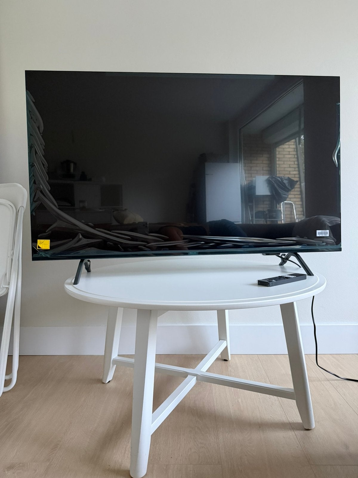 KRAGSTA Salontafel, wit 90cm. Round coffee table, Ophalen, Zo goed als nieuw, Rechthoekig, 50 tot 100 cm
