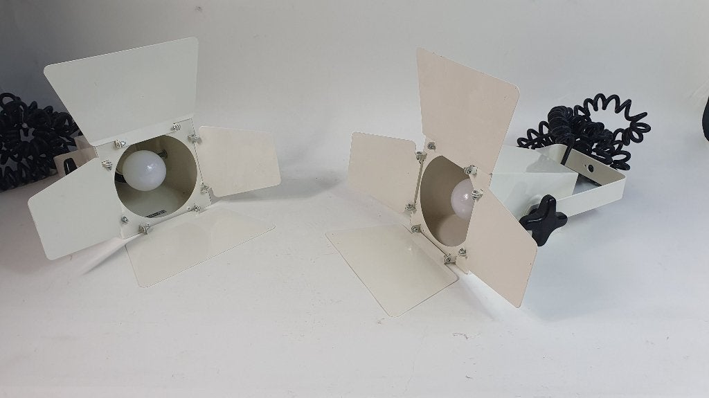 Set van 2 filmlampen, wandlampen of plafond. Wit. S37, Tweedehands verkoop, Tweedehands verkoop, Gebruikt, Ophalen of Verzenden
