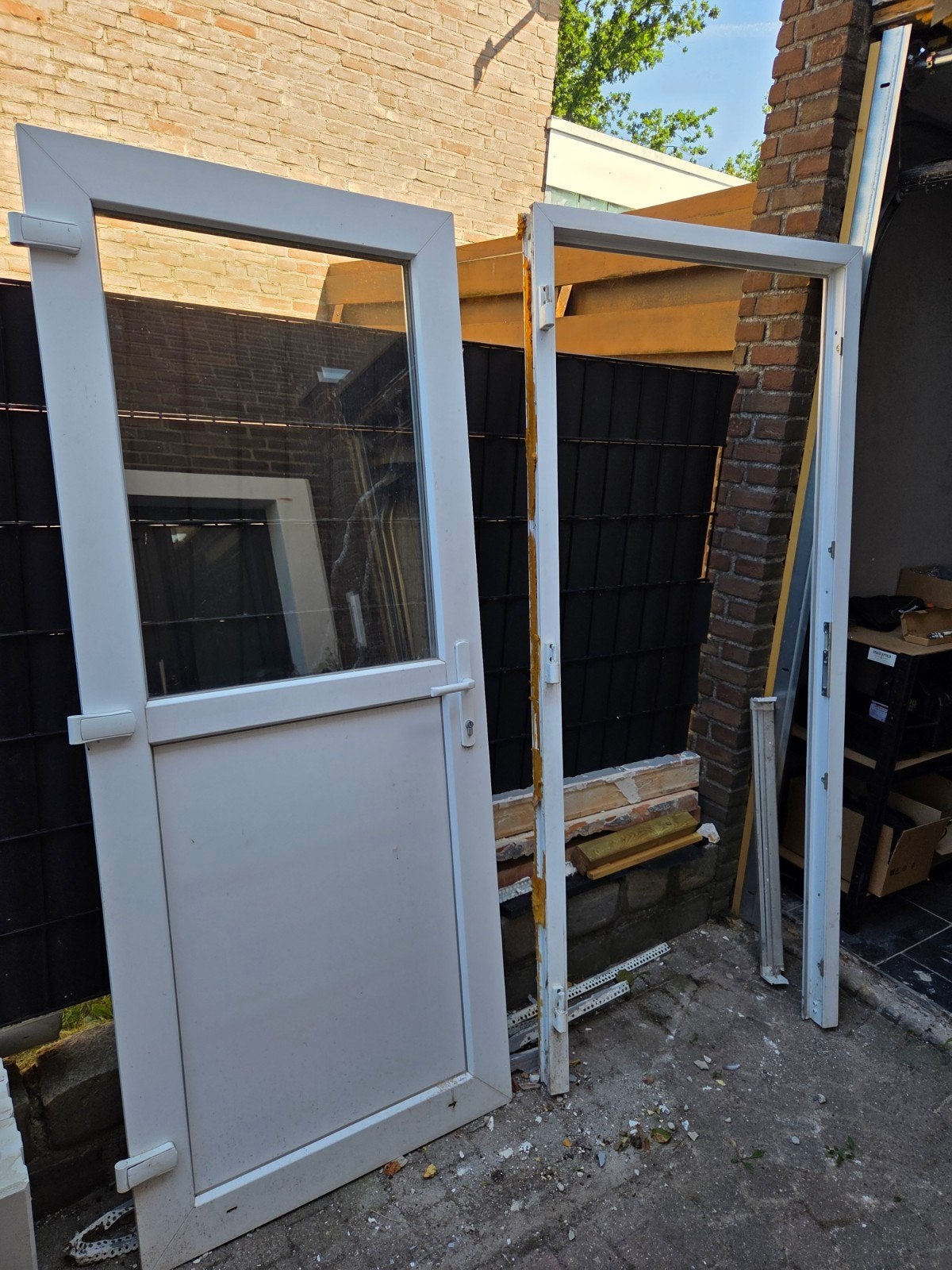 Stal deur, Kunststof, Raamkozijn, 150 tot 225 cm, Inclusief glas
