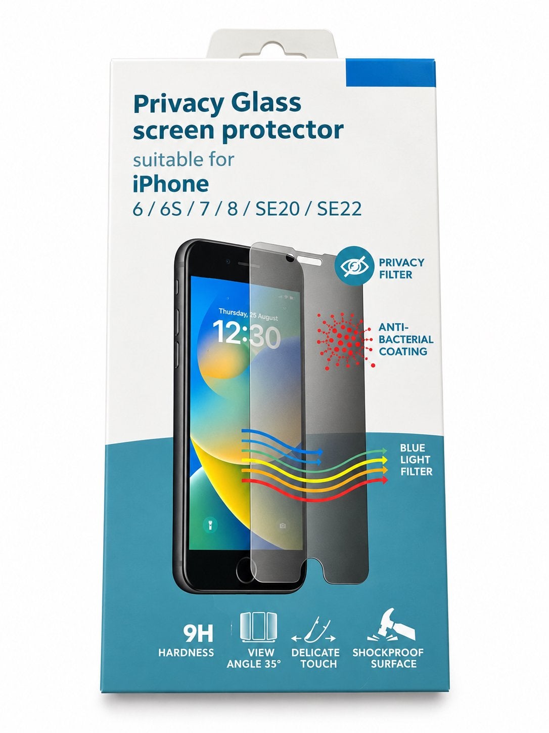 Privacy Glass Screenprotector iPhone 6/7/8/SE20/SE22, IPhone 6, Ophalen of Verzenden, Zo goed als nieuw, Anti-bacterieel