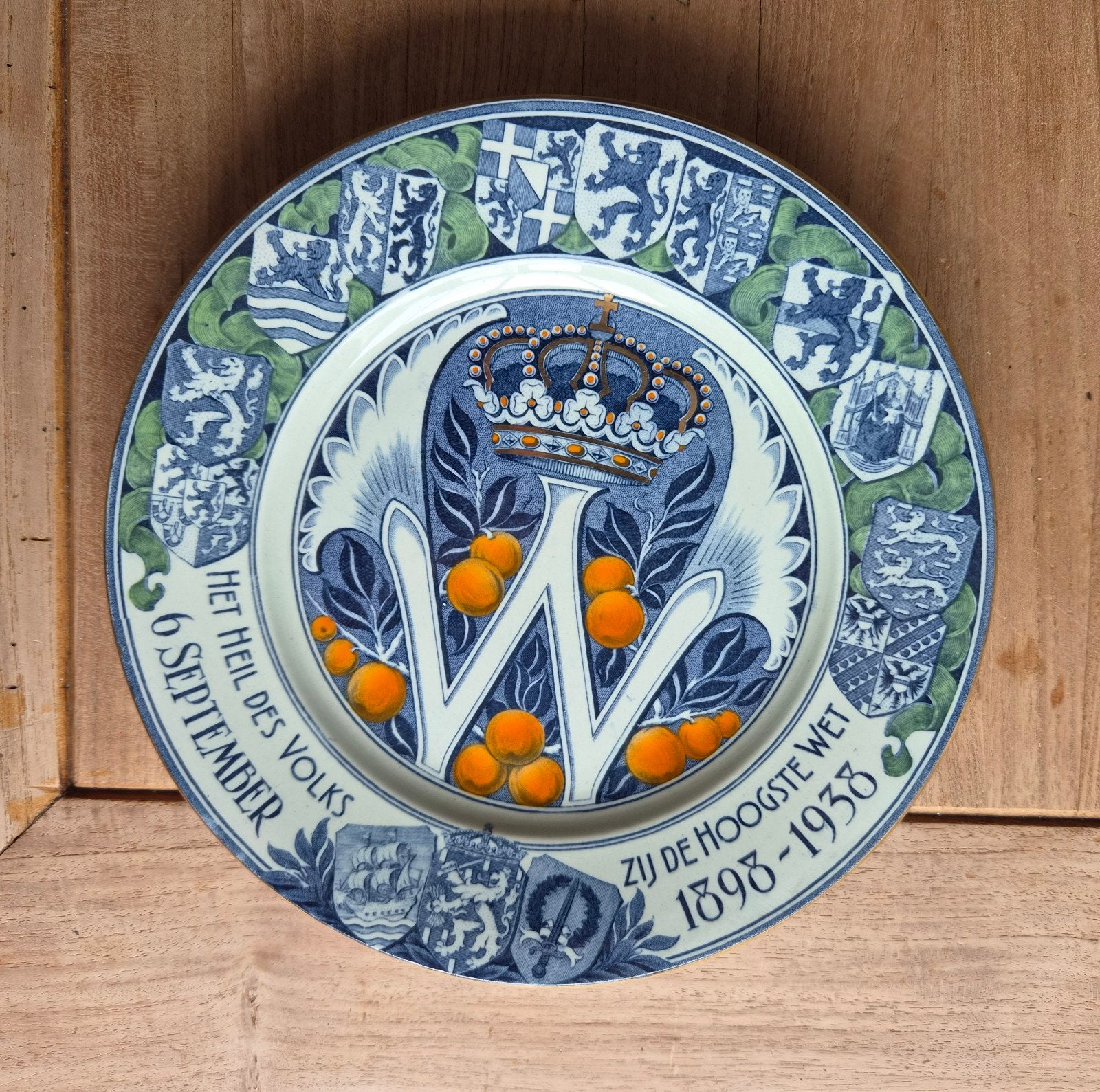 Antiek Gedenkbord Koningin Wilhelmina 1938, Antiek en Kunst, Ophalen of Verzenden