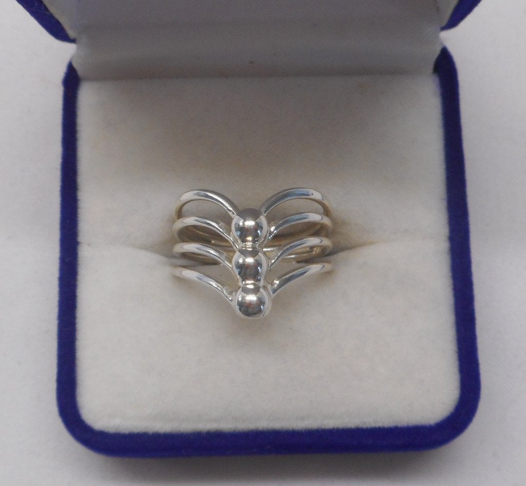 Zilveren modernist ring maat 17.5 nr.1061, Verzenden, Zo goed als nieuw, 17 tot 18, Dame