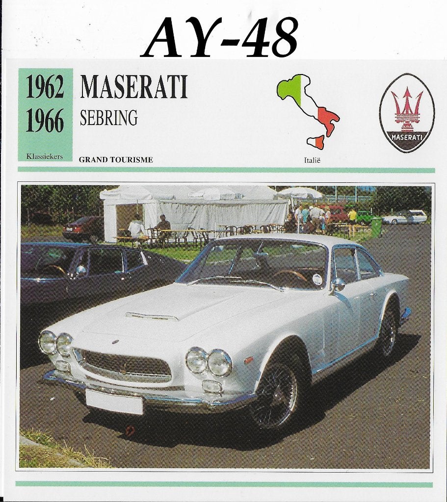 Ay48 autokaart maserati sebring (1962 - 1966 ), Ophalen of Verzenden, Zo goed als nieuw, Auto's