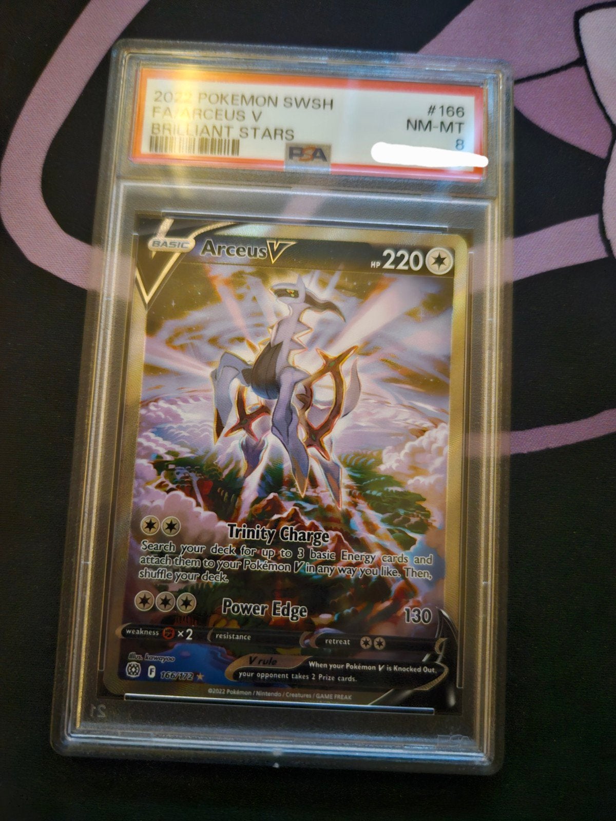 Pokemon Arceus V 166/172 Brilliant Stars PSA 8 NM-MT, Ophalen of Verzenden, Zo goed als nieuw, Losse kaart, Foil