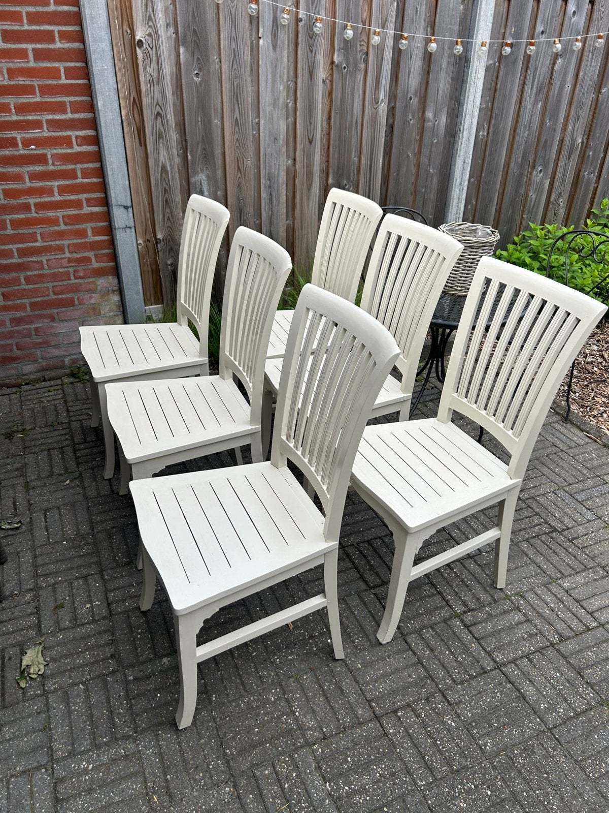 6 teak houten eetkamerstoelen., Huis en Inrichting, Stoelen, Ophalen, Gebruikt, Overige kleuren, Landelijk