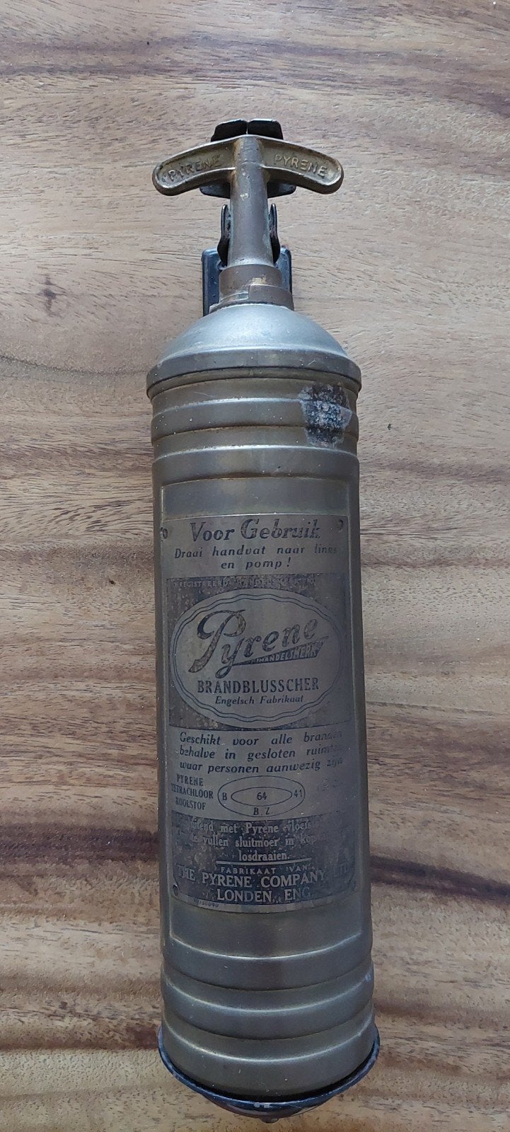 Vintage messing koperen Pyrene Brandblusser., Ophalen of Verzenden, Koper
