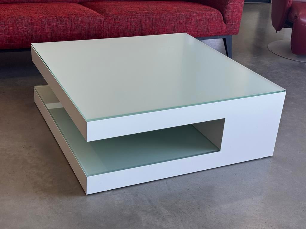 Salon Tafel Karat S100 Hoogglans Wit met 2 Glasplaten, Huis en Inrichting, 100 tot 150 cm, Verzenden, 50 tot 100 cm, X
