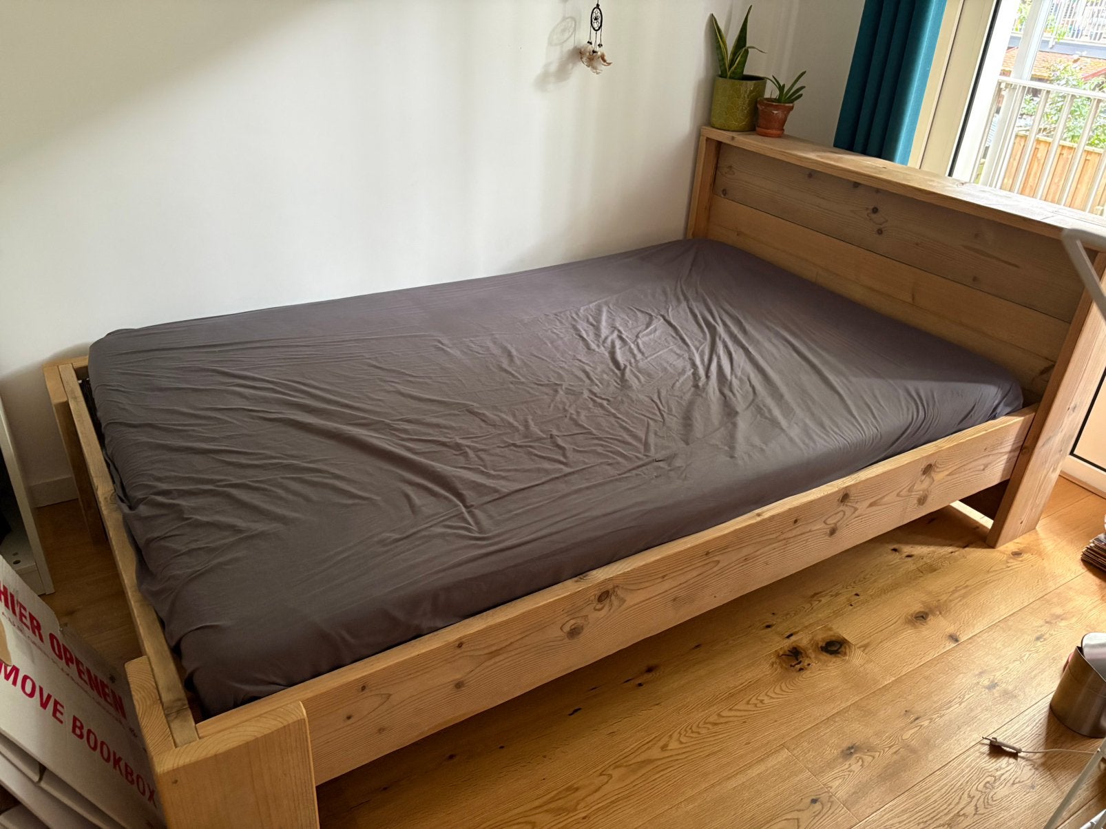 2 persoons bed steiger hout, Ophalen, Gebruikt, Overige kleuren, Steigerhout
