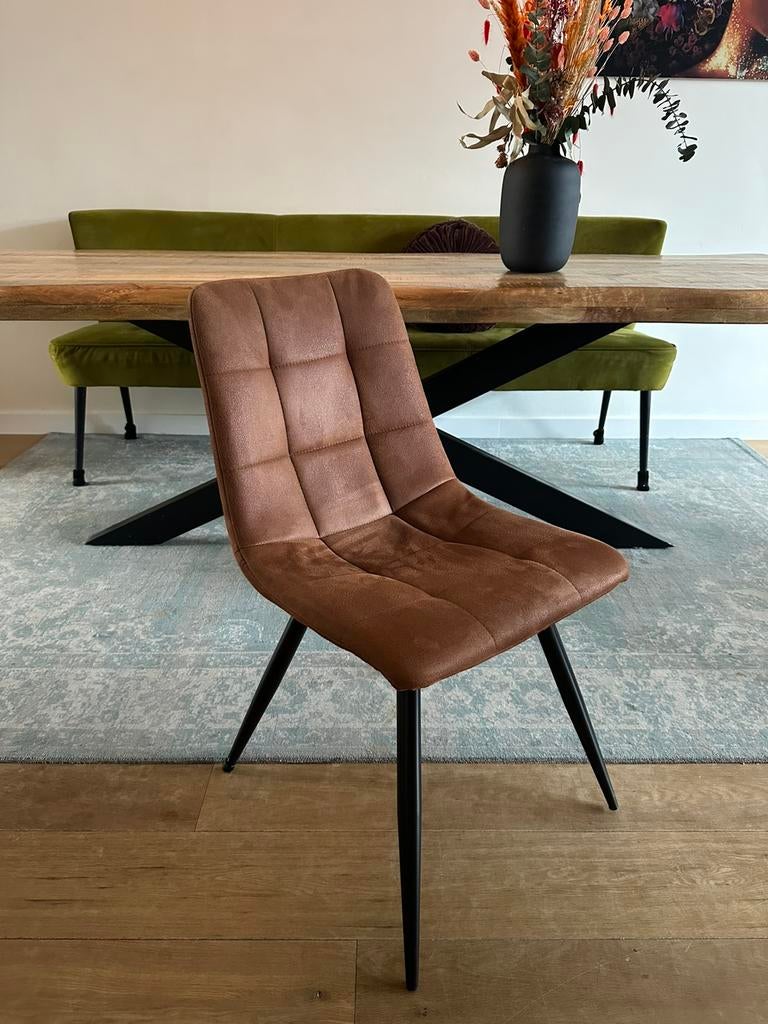 4 Label51 Jelt eetkamerstoelen, Bruin, Ophalen of Verzenden, Zo goed als nieuw, Vier