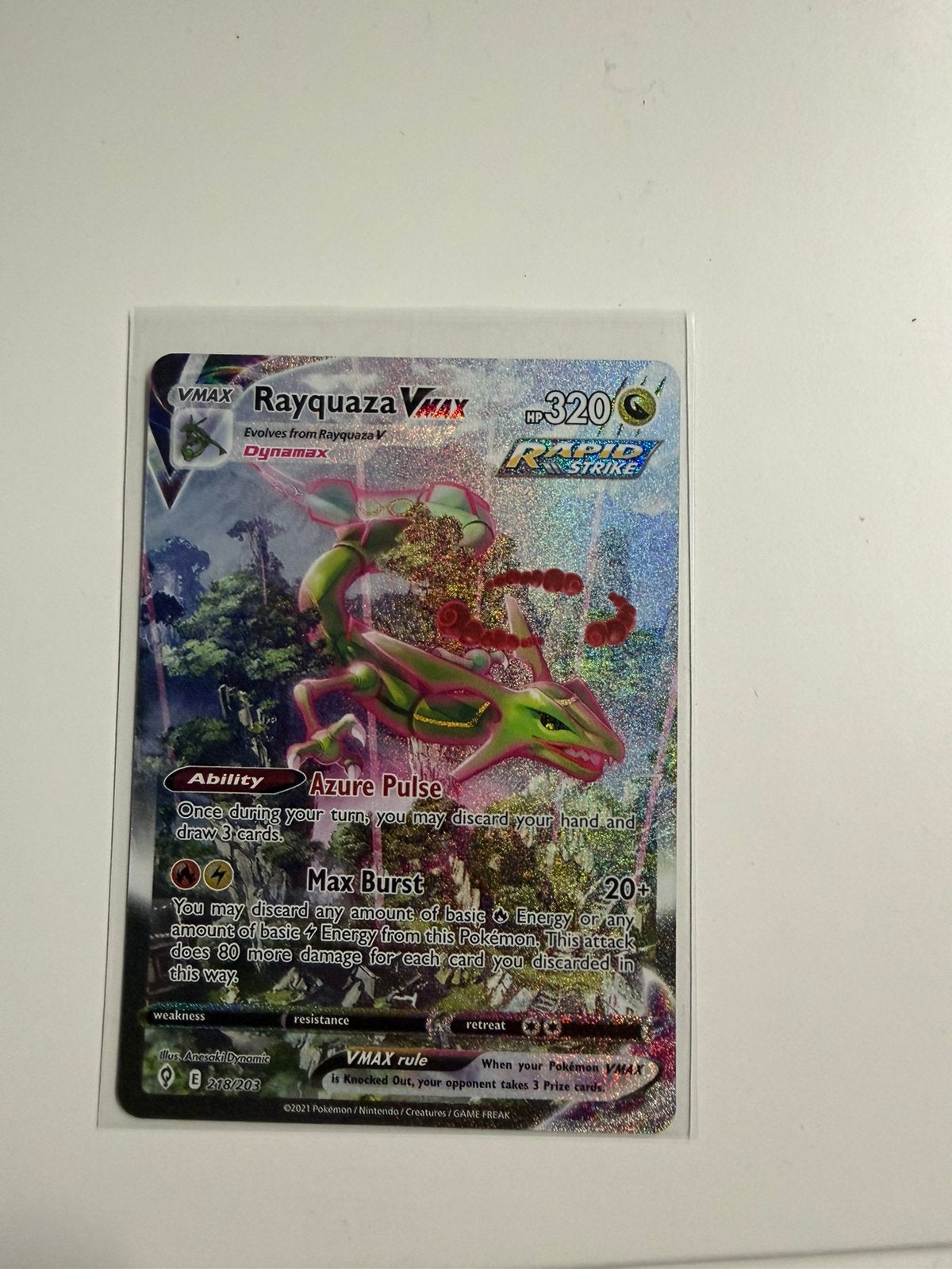 Sword & Shield Evolving Skies 218 Full Art/ Rayquaza Vmax, Ophalen, Zo goed als nieuw