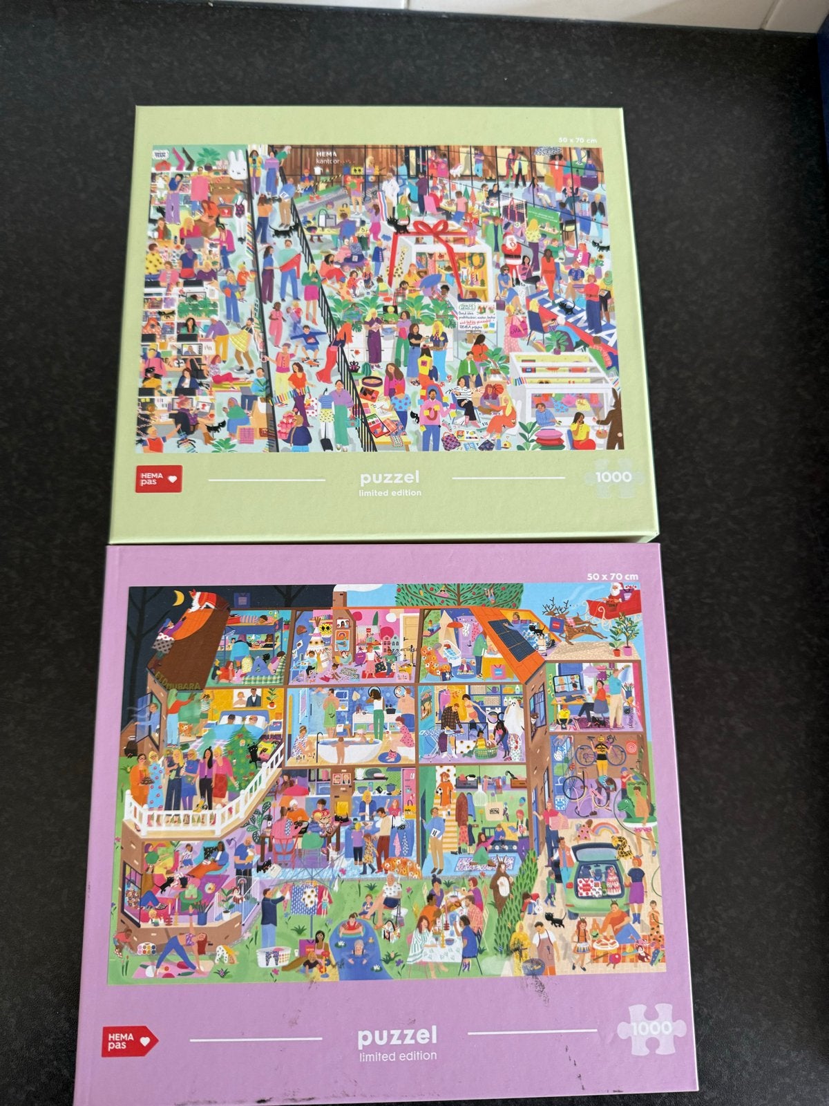 2 HEMA Limited Edition Puzzels - 1000 stukjes per stuk, Ophalen of Verzenden, 500 t/m 1500 stukjes, Zo goed als nieuw, Legpuzzel