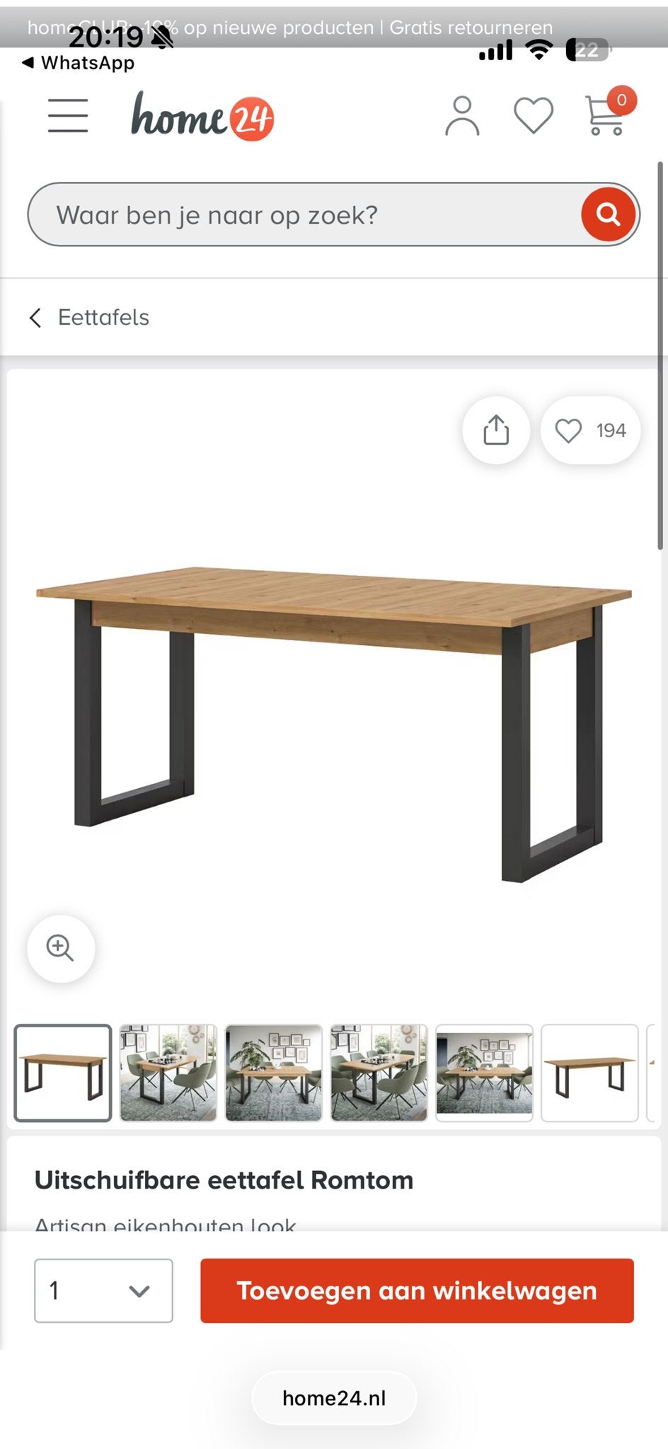 NIEUW: Uitschuifbare eettafel Romtom - Artisan eikenhouten, Ophalen, Nieuw, 50 tot 100 cm, 150 tot 200 cm