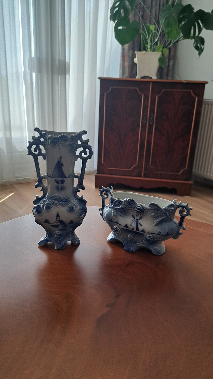 Antieke Delfts Blauw Vazen en Kom Set, Antiek en Kunst, Ophalen
