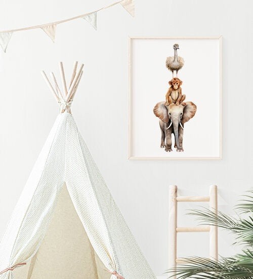 Kinderposter Toren Safari Dieren A3 Little Dreamzzz, Bi & Li Creaties, Nieuw, Ophalen of Verzenden, Bilicreaties@gmail.com