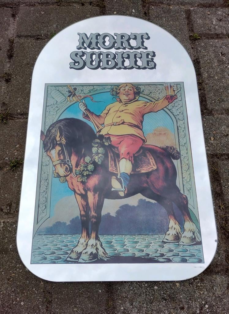 Morte Subite bier reclame spiegel, Verzamelen, Ophalen of Verzenden, Zo goed als nieuw, Reclamebord, Plaat of Schild, Overige merken