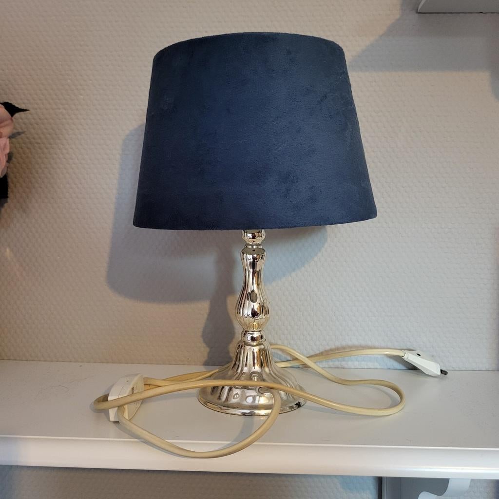 Elegante tafellamp met blauwe kap, Ophalen, Gebruikt, Stof, Klassiek, Modern