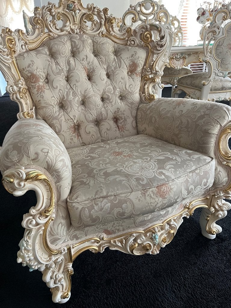Bank met 2 fauteuils barok Silik Minerva, Huis en Inrichting, Banken | Bankstellen, Ophalen, Gebruikt, Barok, 75 tot 100 cm