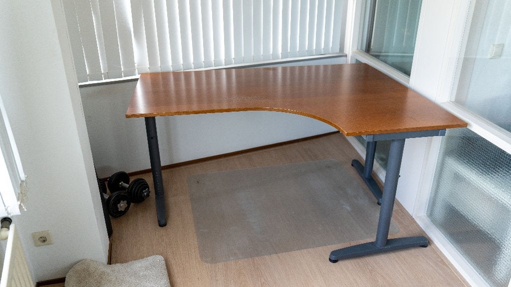 IKEA GALANT hoekbureau / L-bureau | in hoogte verstelbaar, Huis en Inrichting, Ophalen, 160 cm, Gebruikt, 120 cm