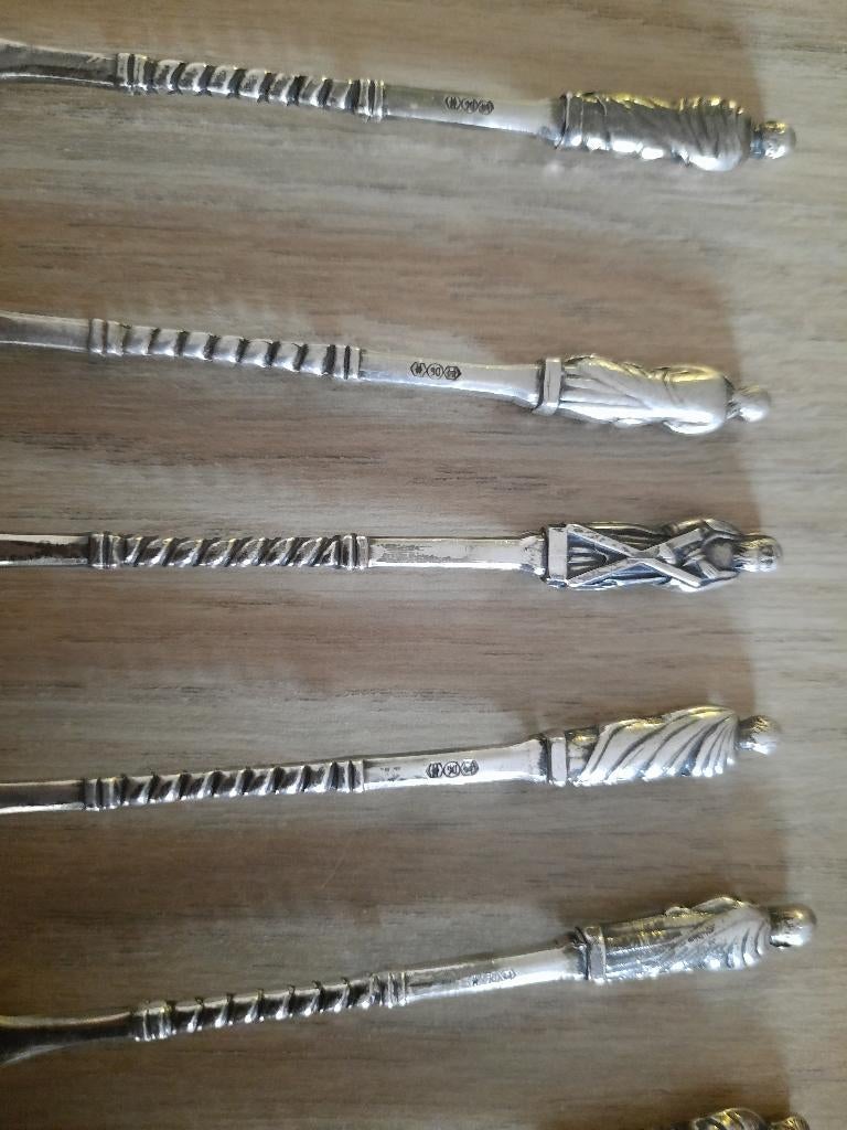 Verzilverde apostel lepeltjes, Ophalen of Verzenden