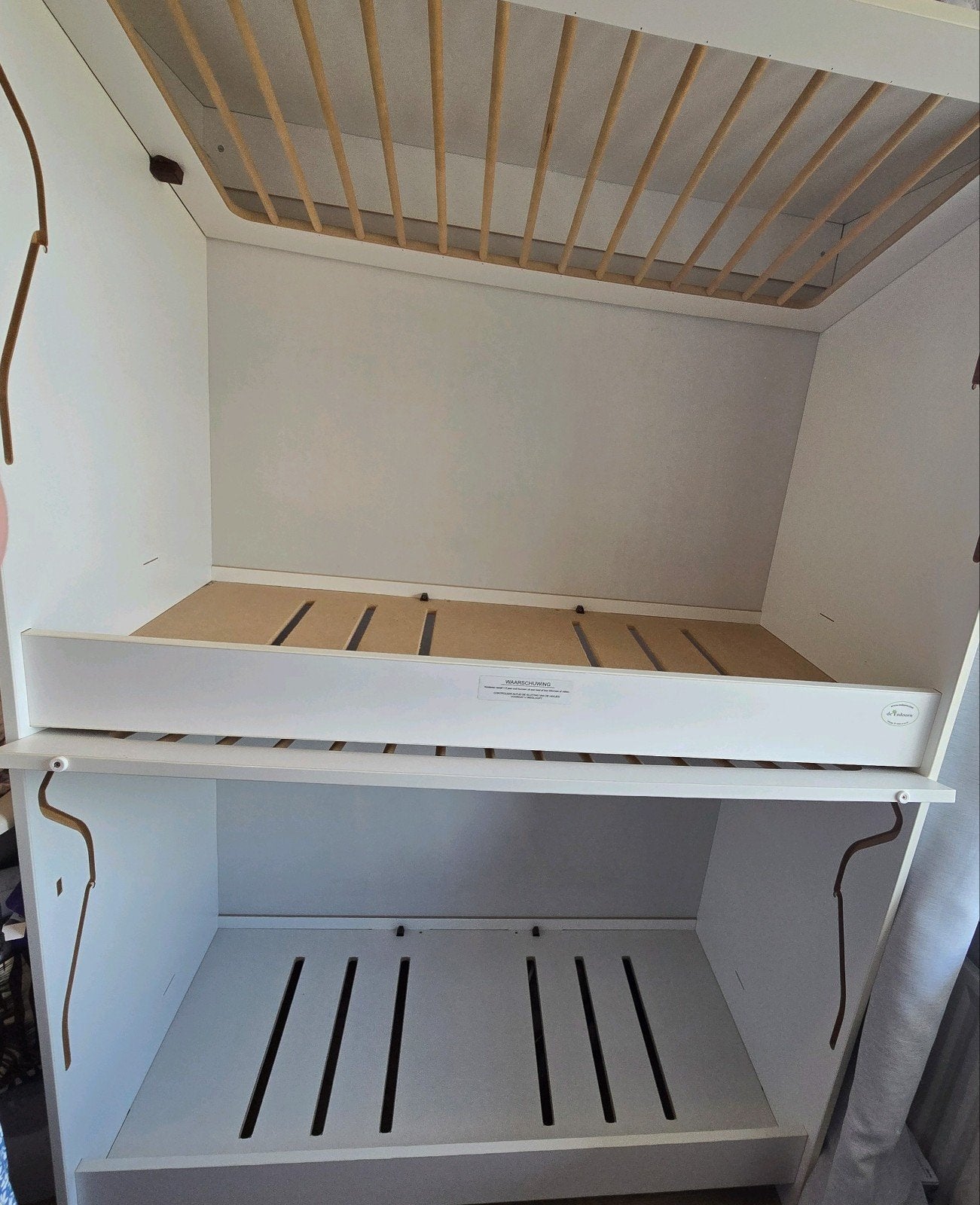'de Esdoorn' duobed/duoledikant/duoslaper wit met blank hout, Ophalen, Ledikant
