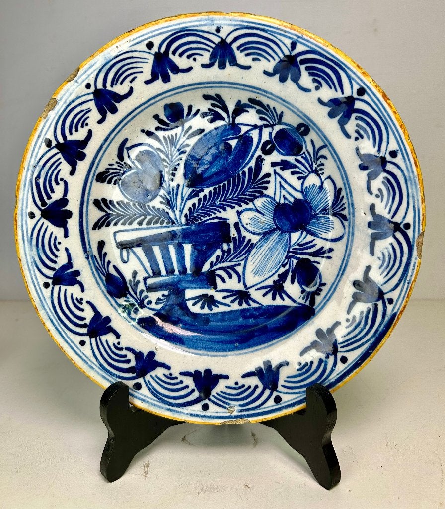 Antiek delfts blauw bord, 18e eeuws # 228, Ophalen of Verzenden