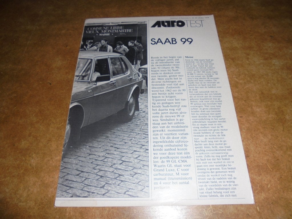 overdruk AutoVisie test Saab 99, oktober 1976, Boeken, Ophalen of Verzenden, Gelezen, Overige merken