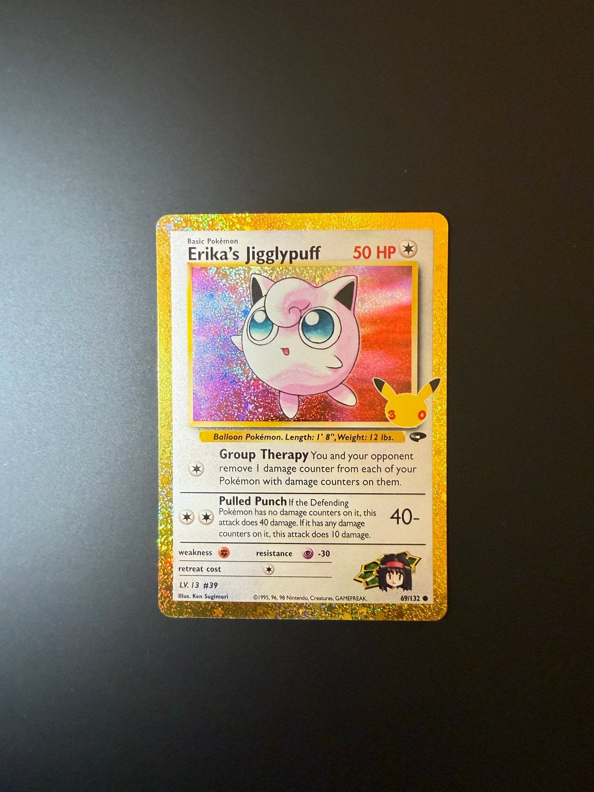 Erika's Jigglypuff Pokémon kaart - 30th Celebrations, Ophalen of Verzenden, Zo goed als nieuw, Losse kaart, Foil