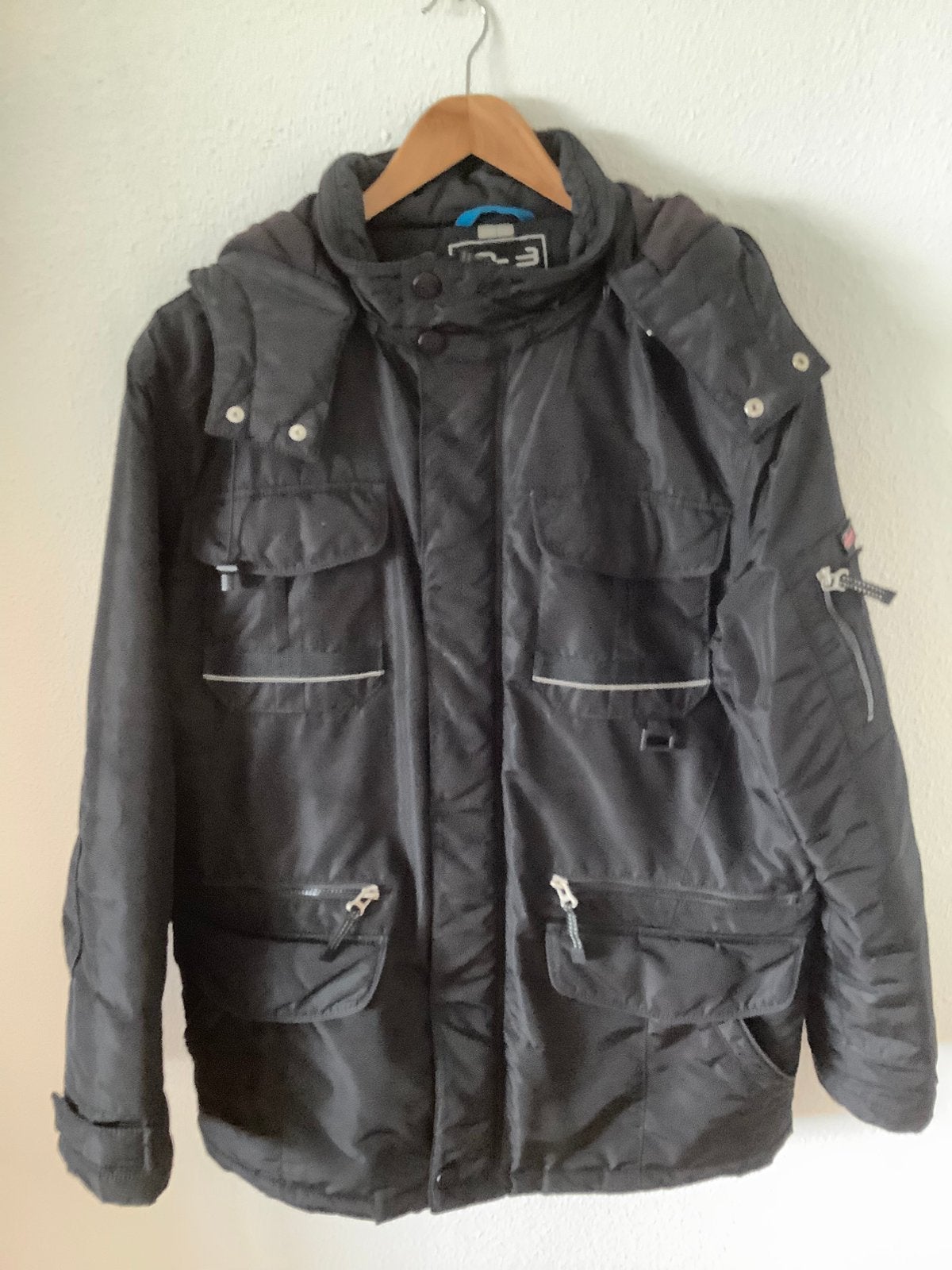 Heren polyester winter jas, Ophalen of Verzenden, Gedragen, Maat 52/54 (L), Zwart