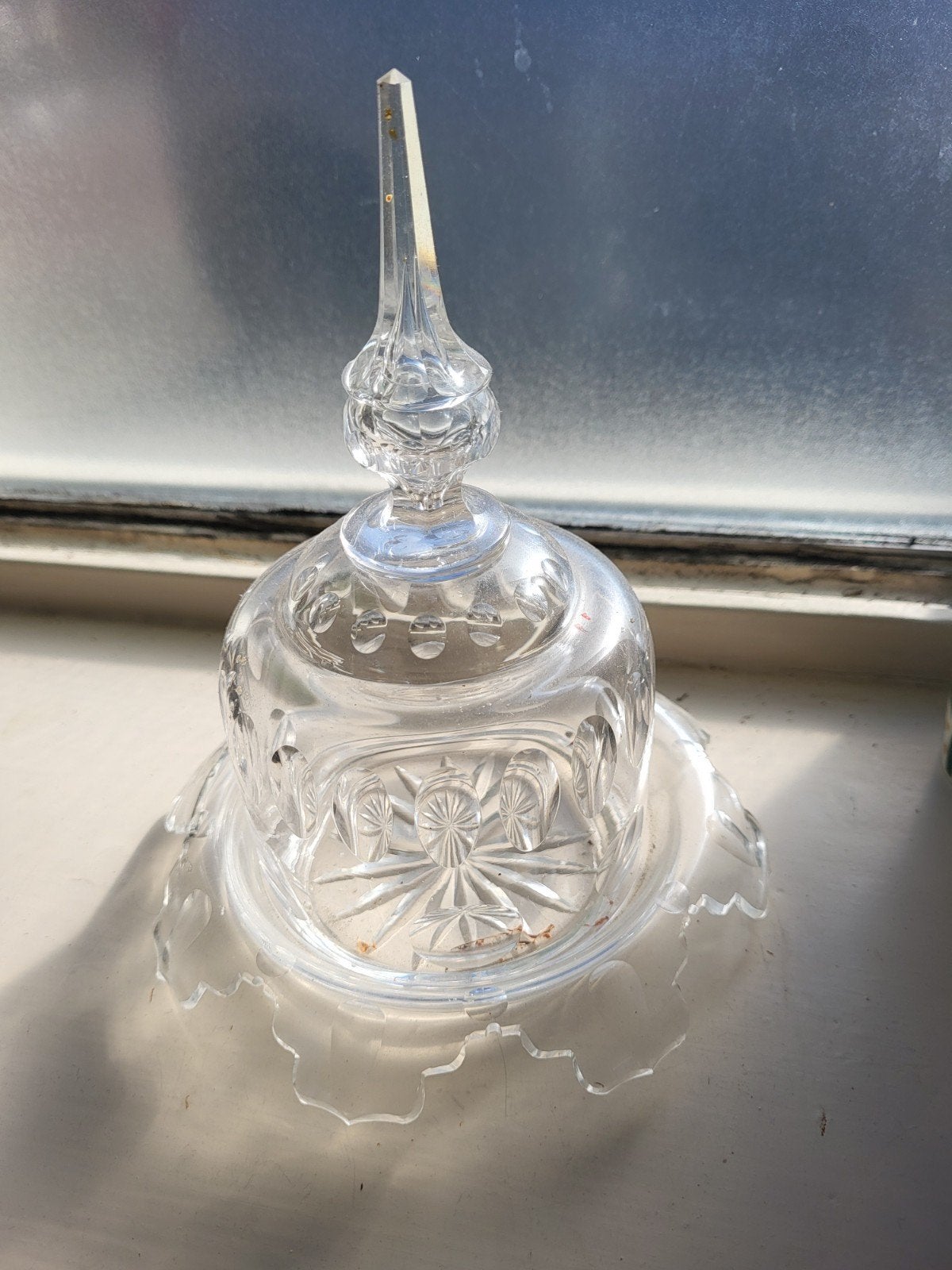 Kristallen Stolp met Plateau - Elegant en Decoratief, Glas, Ophalen of Verzenden, Gebruikt, Geslepen