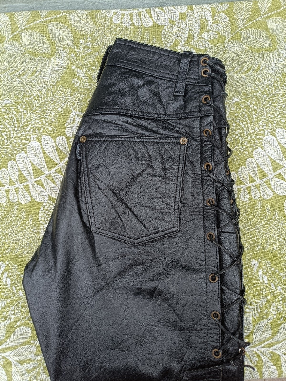 Zwarte leren motor broek, Motoren, Broek | leer, Polo, Ophalen of Verzenden, Dames