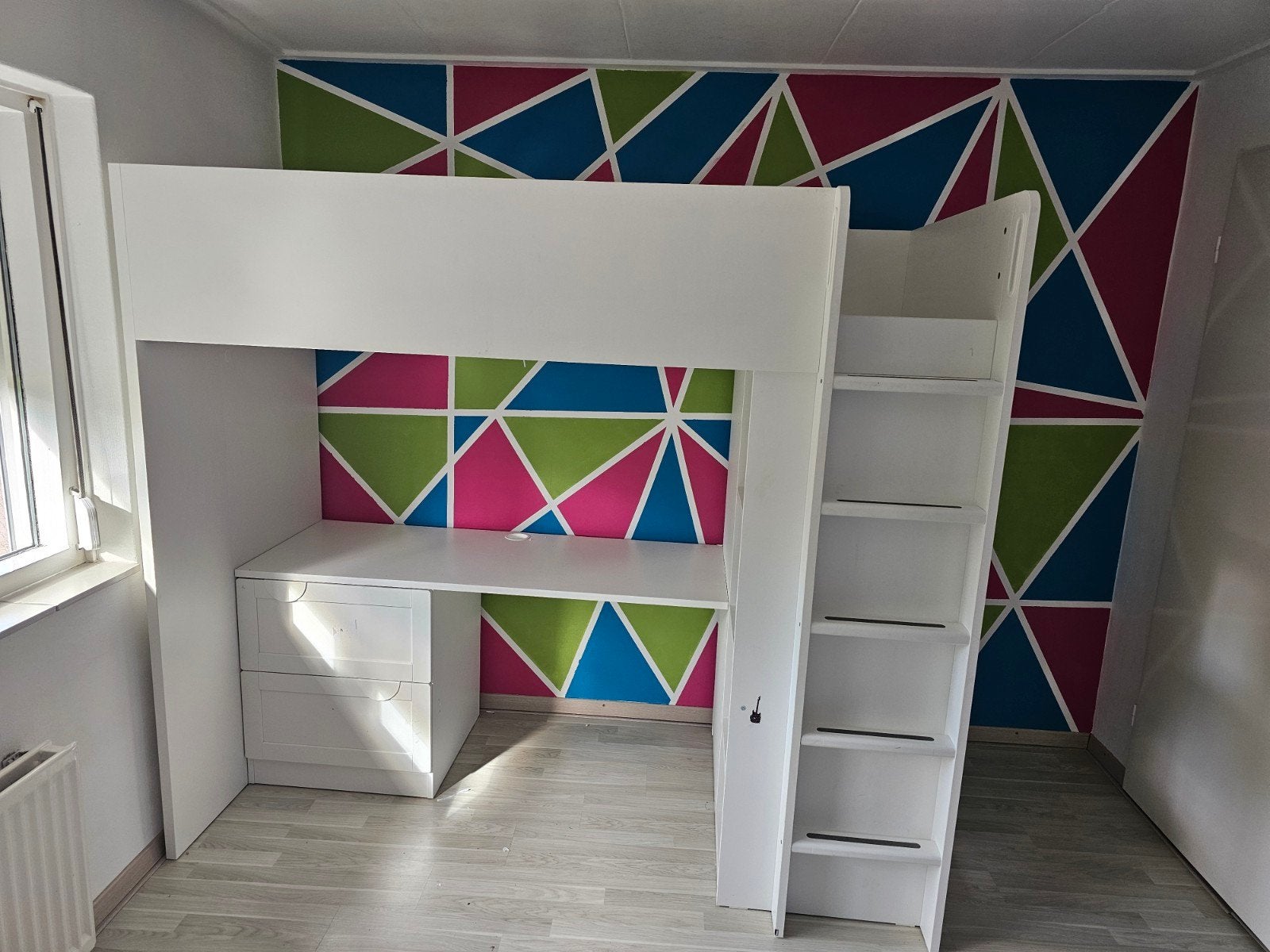 IKEA Hoogslaper met bureau en kast (excl. matras), Huis en Inrichting, Ophalen, Gebruikt, Eenpersoons, 200 cm